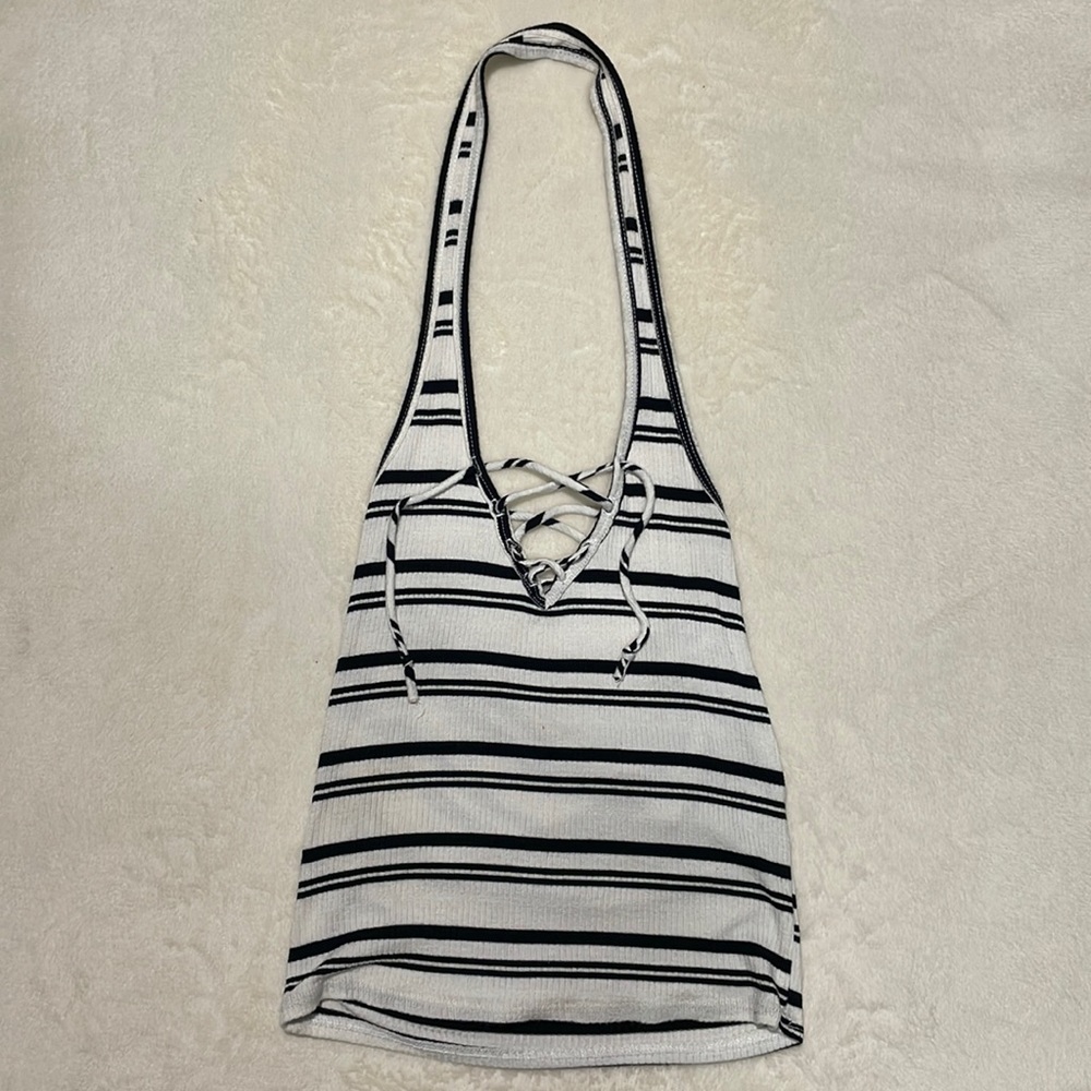 Black and White Stripped Halter Top